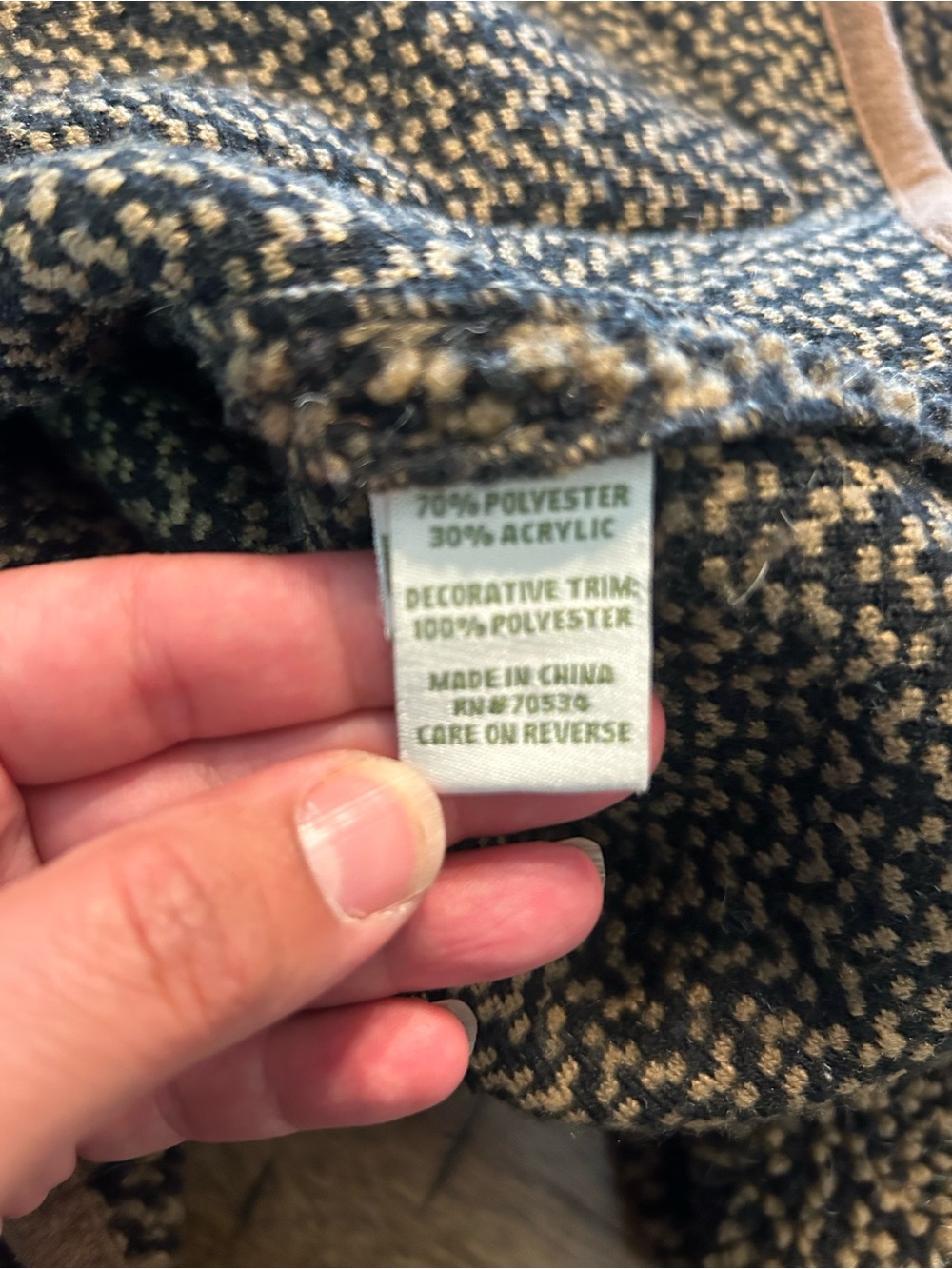 Orvis Tweed-Style Bouclé Jacket with Tan Trim XL - Picture 6 of 8